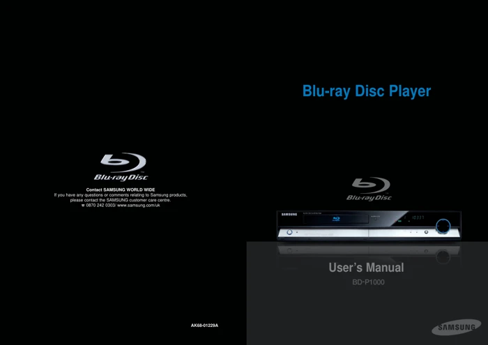Cover of the Samsung BD-P1000 UK operating instructions