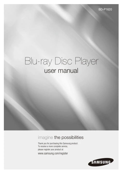 Cover of the Samsung BD-P1620 UK operating instructions