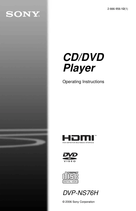 Cover of the Sony DVP-NS76H UK operating instructions