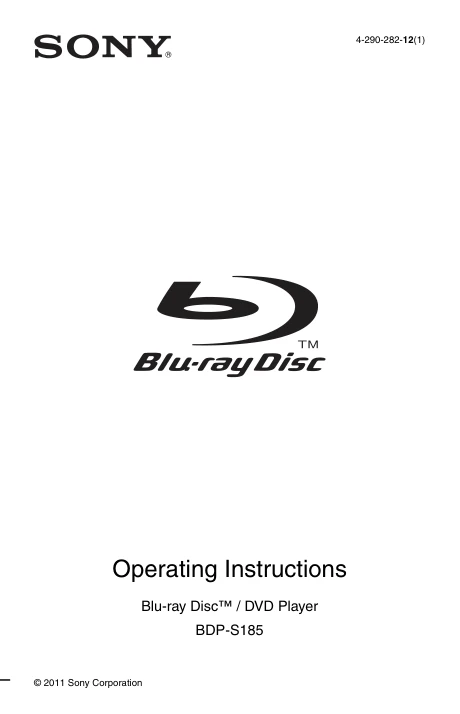 Cover of the Sony BDP-S185 UK operating instructions