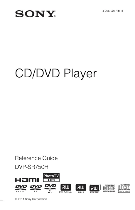 Cover of the Sony DVP-SR750H UK operating instructions