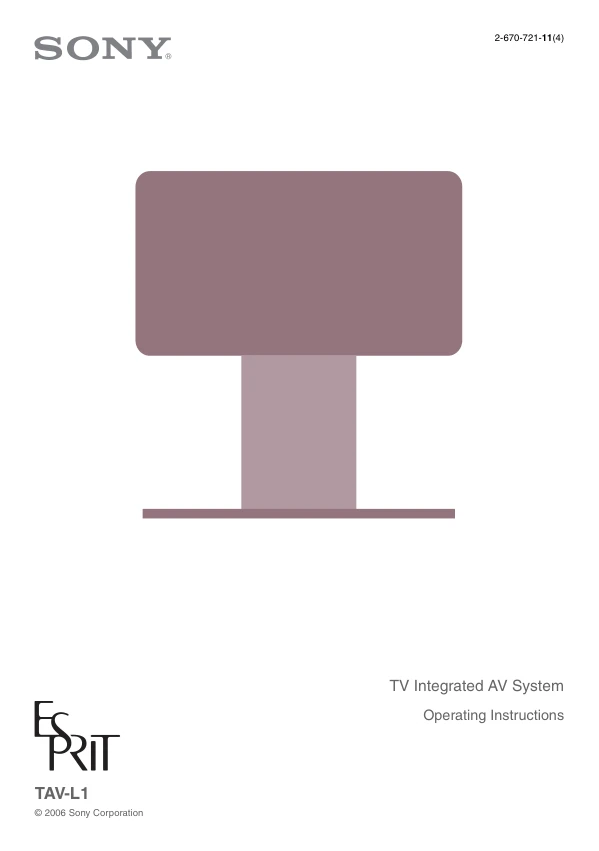 Cover of the Sony TAV-L1 UK operating instructions