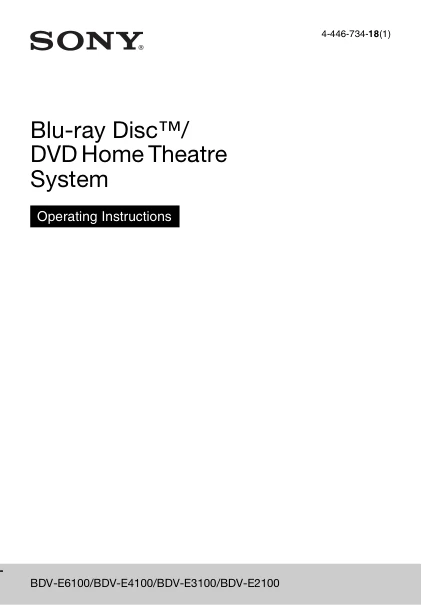Cover of the Sony BDV-E4100 UK operating instructions