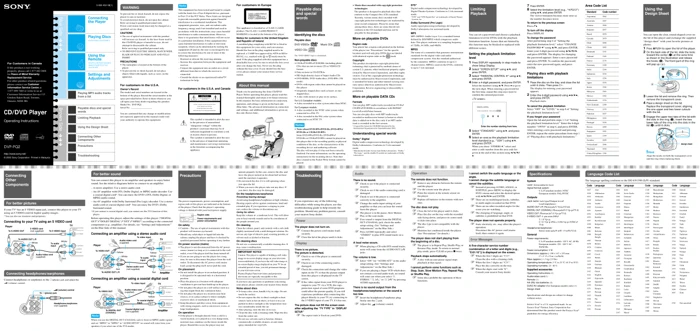 Cover of the Sony DVP-PQ2 UK operating instructions