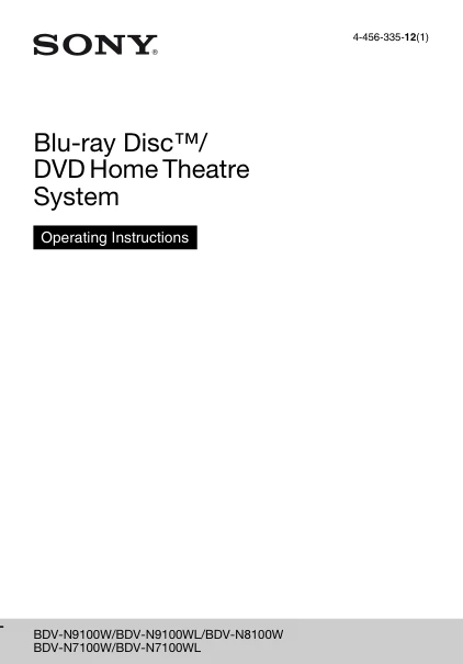Cover of the Sony BDV-N7100W UK operating instructions