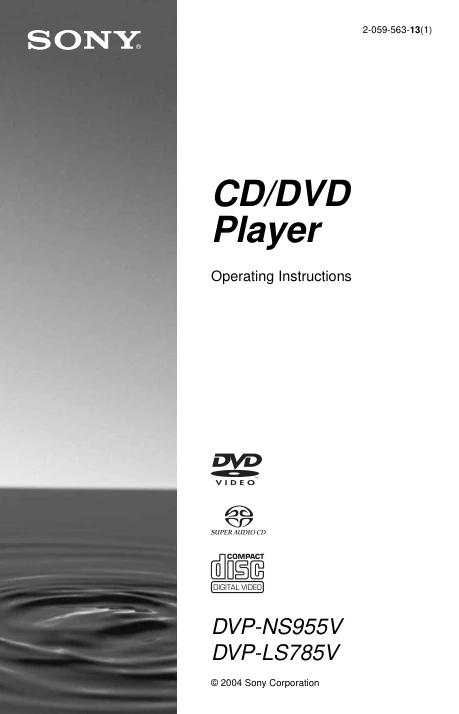 Cover of the Sony DVP-NS955V UK operating instructions