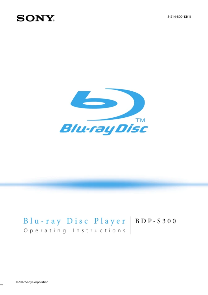 Cover of the Sony BDP-S300 UK operating instructions