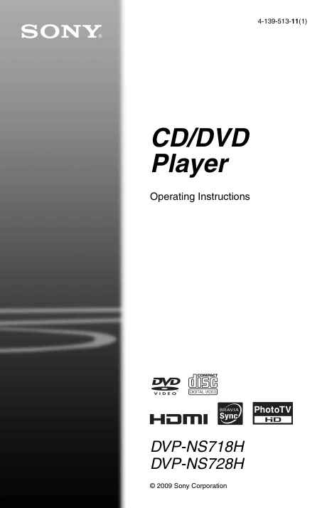 Cover of the Sony DVP-NS718H UK operating instructions