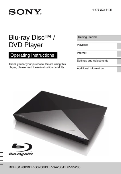 Cover of the Sony BDP-S4200 UK operating instructions