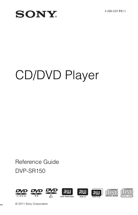 Cover of the Sony DVP-SR150 UK operating instructions