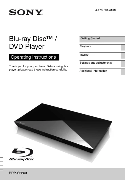 Cover of the Sony BDP-S6200 UK operating instructions